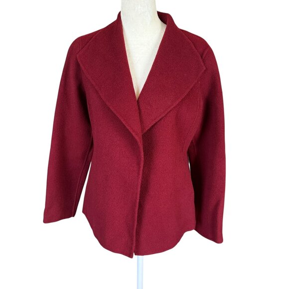 Talbots Petites burgundy wine long sleeve collared wool open jacket blazer SP - Picture 1 of 8